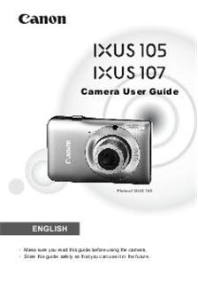 Canon Digital Ixus 107 manual. Camera Instructions.